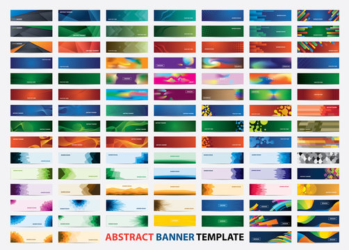 Mega collection of 105 colorful banner template. Abstract web banner design.  Header, landing page web design elements.