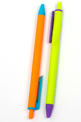 ballpoint pens close-up. many pens. stationery