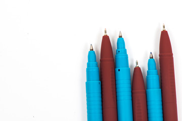 ballpoint pens close-up. many pens. stationery