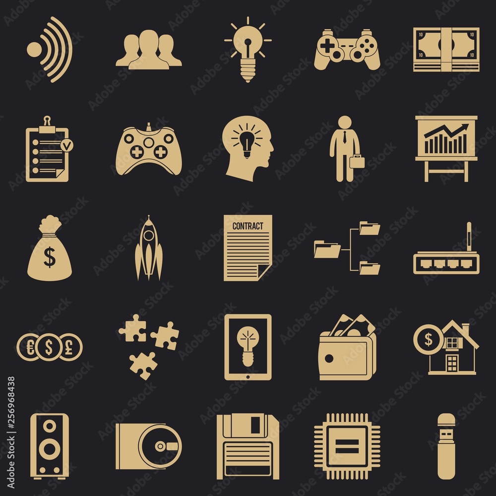 Poster it project icons set. simple set of 25 it project vector icons for web for any design