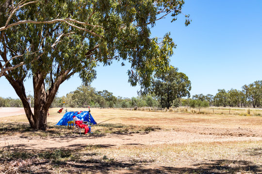 Outback Christmas Scene Santa Camping Fishing Australia