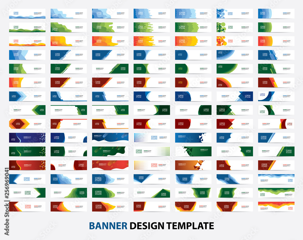 Poster mega collection of 105 colorful abstract banners. web banner design template vector. header - landin