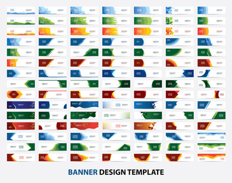 Mega collection of 105 colorful abstract banners. Web banner design template vector. Header - landing page web design elements.