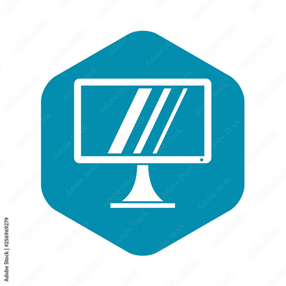Poster computer monitor icon in simple style isolated vector illustration