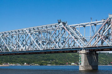 Bridge on concrete piers across the river Volga.