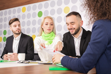 Businesswoman leading business presentation