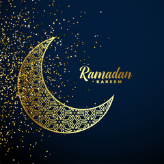Obraz na płótnie Canvas golden decorative moon with glitter ramadan kareem background