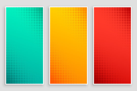 stylish set of halftone banners