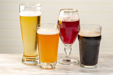 Types of beer and glasses