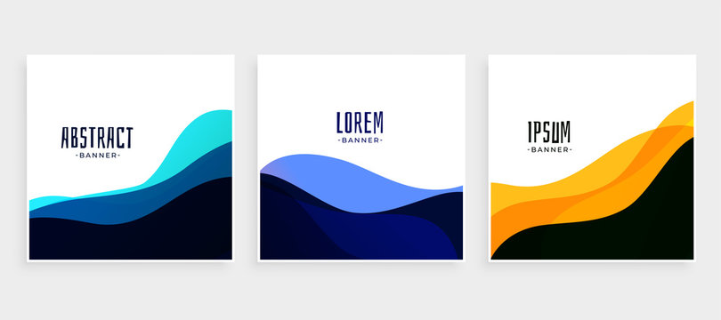 set of wave banners in different colors