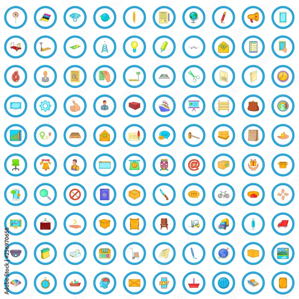 Poster 100 mail icons set in cartoon style for any design vector illustration