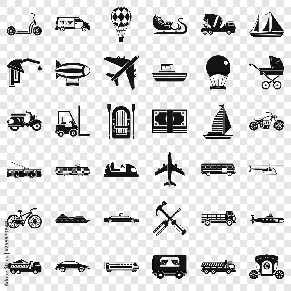Poster transport icons set. simple style of 36 transport vector icons for web for any design