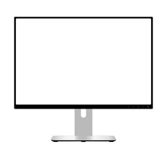 Computer Monitor. Wide Screen Lcd Display. Modern Flatscreen Technology Device Vector Illustration. Electronic Equipment Front View with White Space Isolated on Background. Retina Glass.