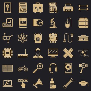 Business seminar icons set. Simple style of 36 business seminar vector icons for web for any design