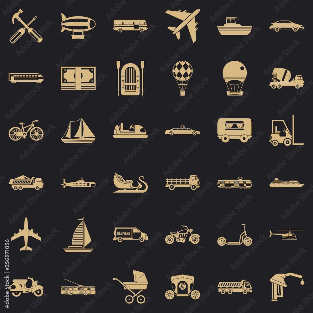 Poster good transport icons set. simple style of 36 good transport vector icons for web for any design