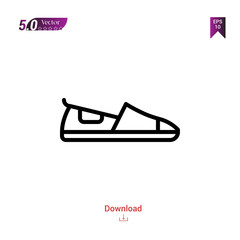 Outline Slipper icon. Slipper icon vector isolated on white background. man-footwear. Graphic design, mobile application,professions icons 2019 year, user interface. Editable stroke. EPS10 format