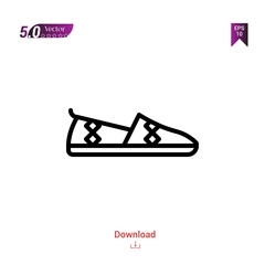 Outline Slipper icon. Slipper icon vector isolated on white background. man-footwear. Graphic design, mobile application,professions icons 2019 year, user interface. Editable stroke. EPS10 format