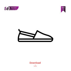 Outline Slipper icon. Slipper icon vector isolated on white background. man-footwear. Graphic design, mobile application,professions icons 2019 year, user interface. Editable stroke. EPS10 format