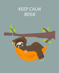The story of one sloth. Traveling, holiday. Funny cartoon sloths in different postures set © a7880ss
