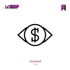 Outline vision  icon. vision  icon vector isolated on white background.marketing . Graphic design, mobile application,professions icons 2019 year, user interface. Editable stroke. EPS10 format