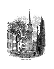 Fototapeta premium Boston city. Engraving illustration