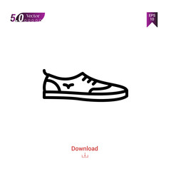 Outline SHOE icon. shoe icon vector isolated on white background. man-footwear. Graphic design, mobile application,professions icons 2019 year, user interface. Editable stroke. EPS10 format