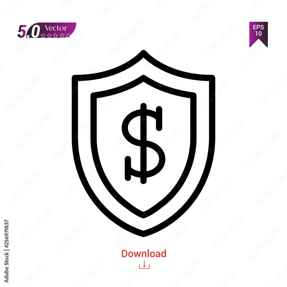 Poster outline shield icon. shield icon vector isolated on white background.marketing . graphic design, mob