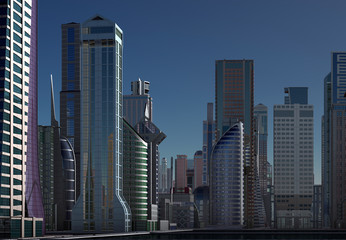 Fototapeta na wymiar 3D Rendered Futuristic City - 3D Illustration