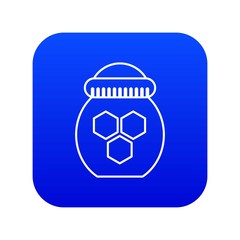 Jar of honey icon blue vector isolated on white background