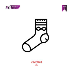 Outline SOCKS icon. socks icon vector isolated on white background. man-footwear. Graphic design, mobile application,professions icons 2019 year, user interface. Editable stroke. EPS10 format