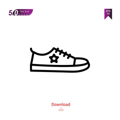 Outline SNEAKERS icon. sneakers icon vector isolated on white background. man-footwear. Graphic design, mobile application,professions icons 2019 year, user interface. Editable stroke. EPS10 format