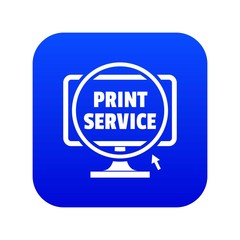 Print service icon blue vector isolated on white background