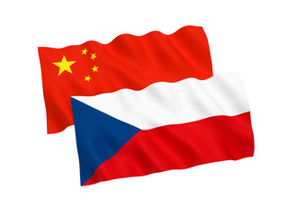 Flags of Czech Republic and China on a white background