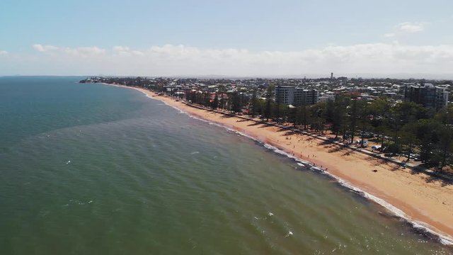 Aerial drone view of Suttons Beach, Redcliffe, Australia