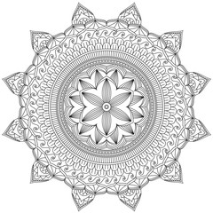 Mandala Intricate Patterns Black and White. Hand drawn abstract background. Decorative retro banner isolated. Invitation, t-shirt print, wedding card, scrapbooking. Tattoo element.