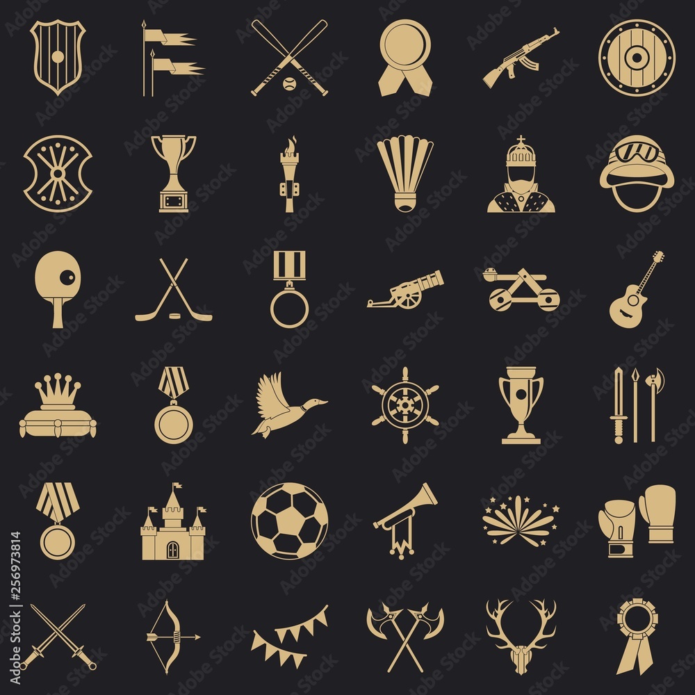 Poster trophy icons set. simple style of 36 trophy vector icons for web for any design