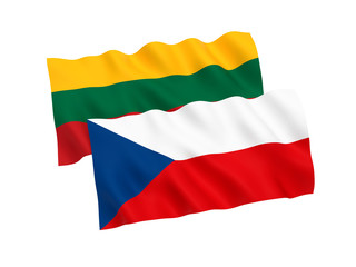 Flags of Czech Republic and Lithuania on a white background