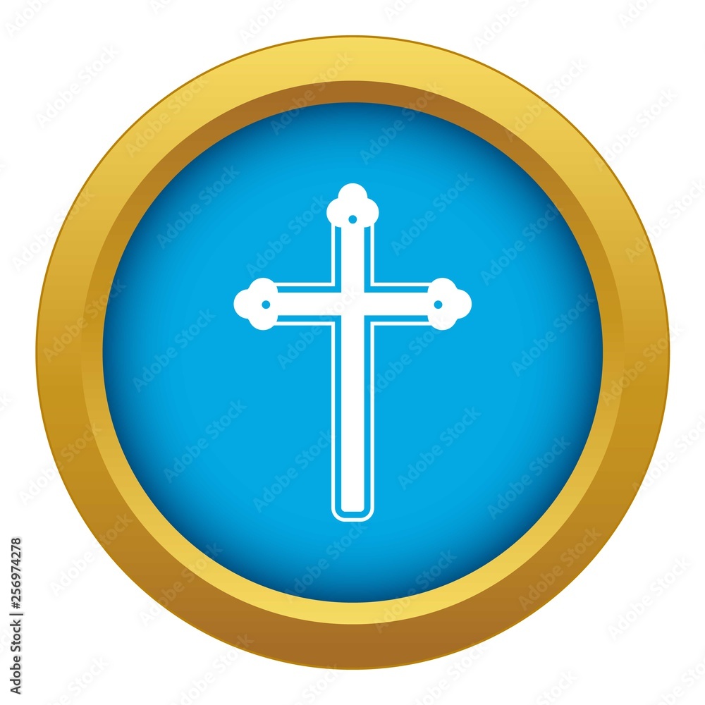 Poster holy cross icon blue vector isolated on white background for any design