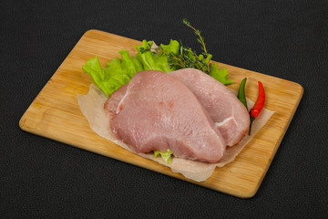 Raw turkey steak