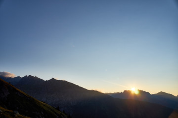 Fototapeta na wymiar Sunrise on Cima d'Asta group mountains, Trentino, Italy 