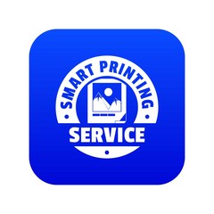 Smart printing service icon blue vector isolated on white background