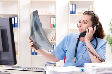 Female doctor radiologist working in the clinic