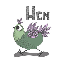 Illustration isolated alphabet letter h-hen,