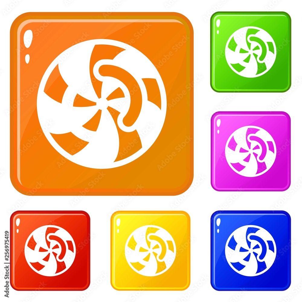 Poster swirl icons set collection vector 6 color isolated on white background