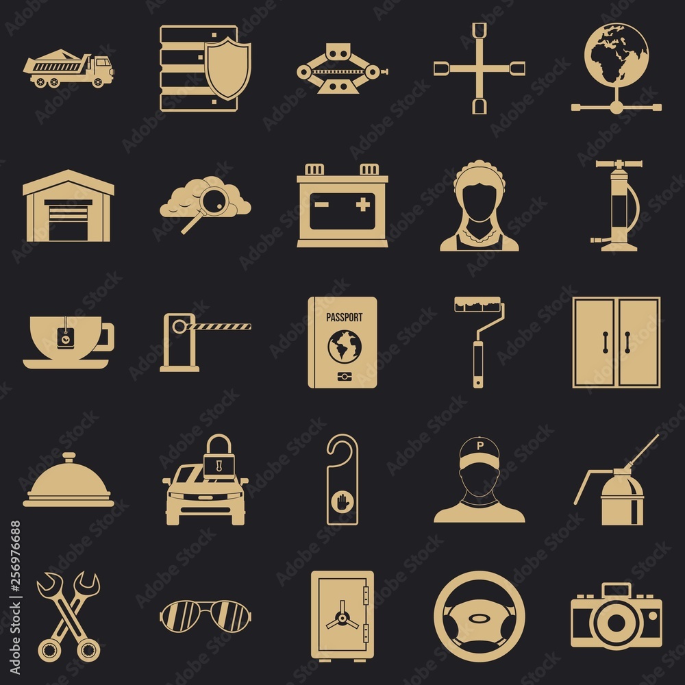 Poster adjustable wrench icons set. simple set of 25 adjustable wrench vector icons for web for any design