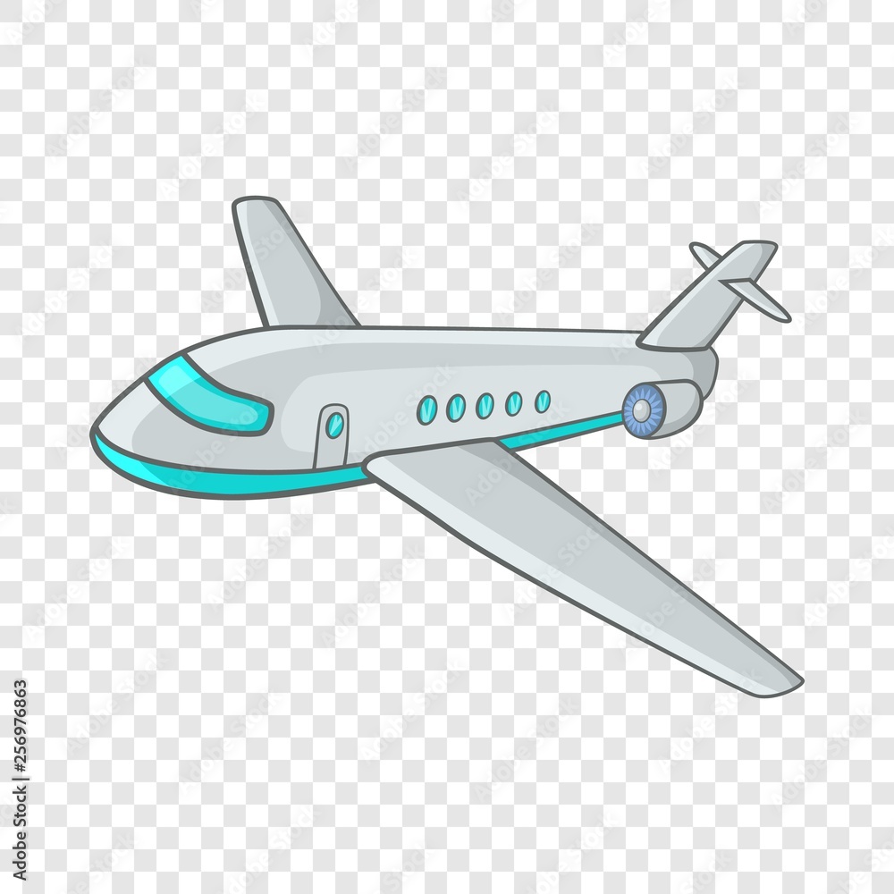 Poster passenger airliner icon in cartoon style on a background for any web design