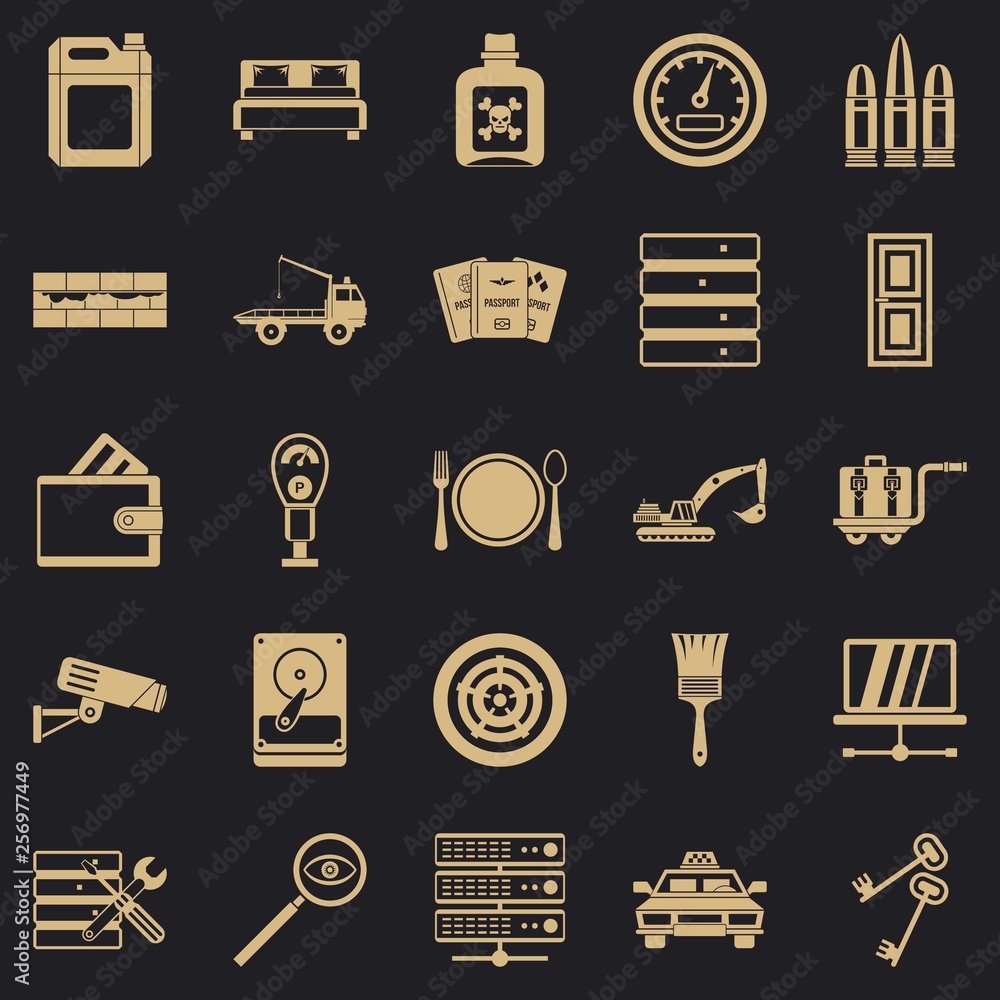 Poster keys icons set. simple set of 25 keys vector icons for web for any design