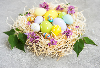Nest with easter eggs
