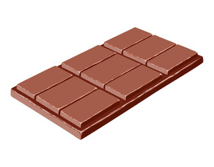 Chocolate bar isolated on white background. Vector illustration of sweets in cartoon simple flat style.