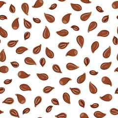 Flax seeds seamless pattern on white background.  Vector illustration in cartoon flat simple style.